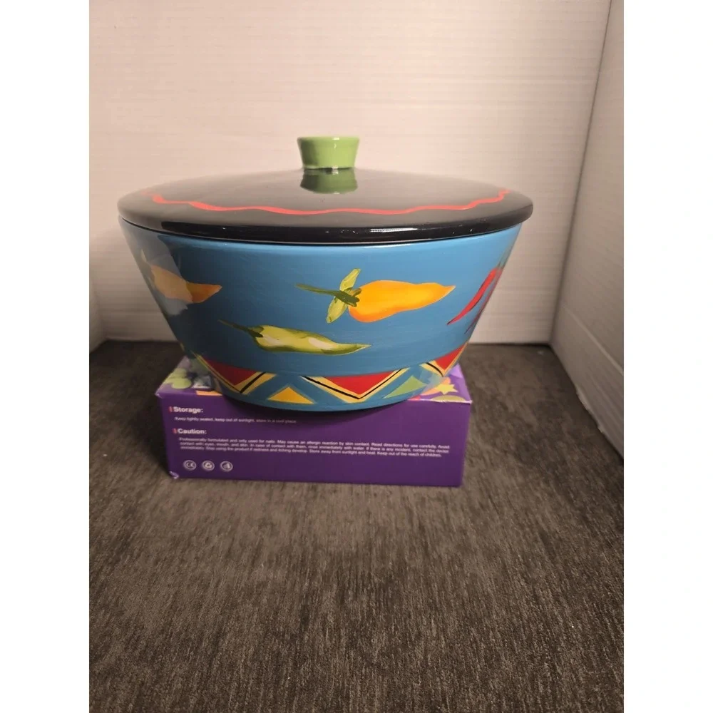 The Main Ingredients Southwestern Chili Peppers Stoneware Large Covered Serving